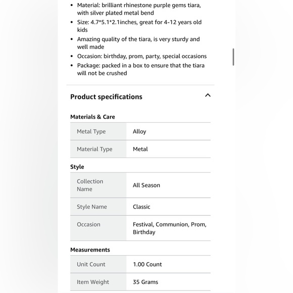 Purple Tiara NWOT - Picture 7 of 7